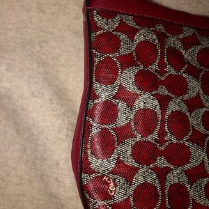 Coach signature jacquard zip top small tote